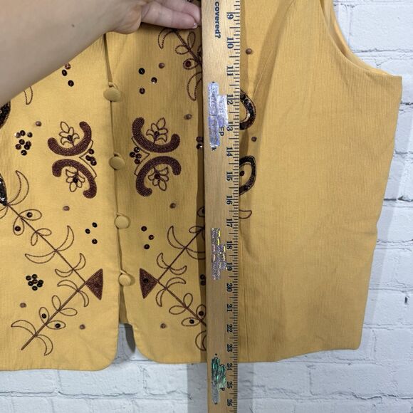 Vintage 90’s Y2K 100% Silk Vest Women’s XL Beaded Western Coastal Grunge - Picture 11 of 11